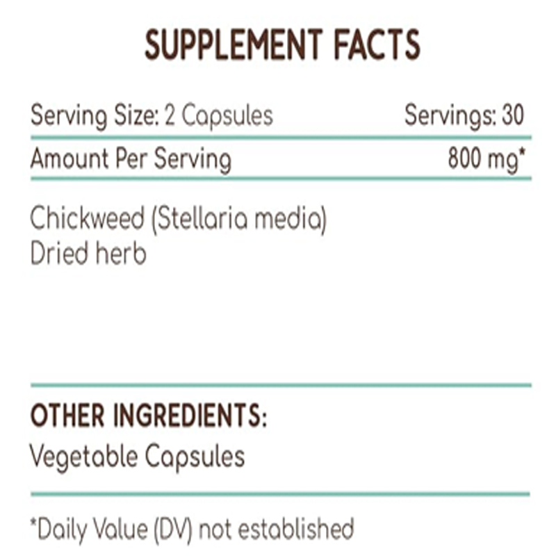 Chickweed 60 Capsules, 800 Mg, - огляд і ціна Dried Herbs